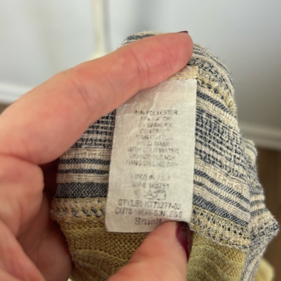 Peach Cove Button Up Sweater Yellow Plaid Front Tie Small - Picture 6 of 7